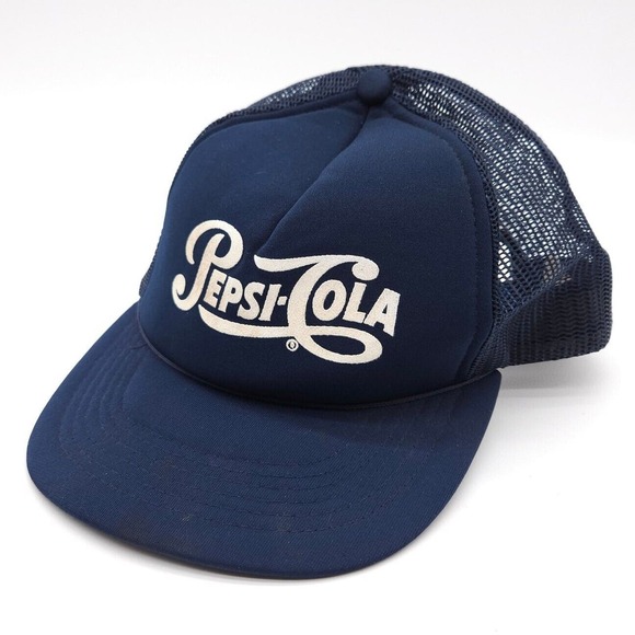 Vintage PEPSI Snapback Mesh Trucker Rope Hat Foam Blue White Ball‎ Cap Showcase - Picture 1 of 6